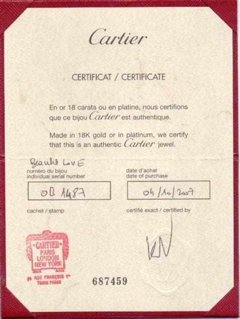 cartier watch certificate of authenticity